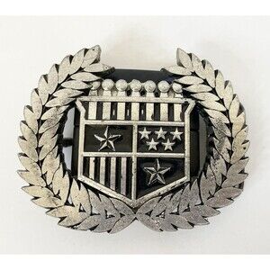 Men's CADILLAC Symbol Belt Buckle No Belt American Flag Stars Metal Silver Heavy